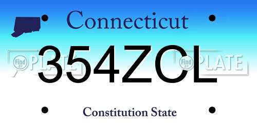 354ZCL Connecticut License Plate