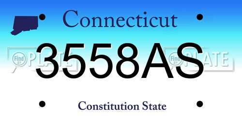 3558AS Connecticut License Plate