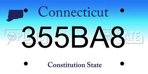 355BA8 Connecticut License Plate