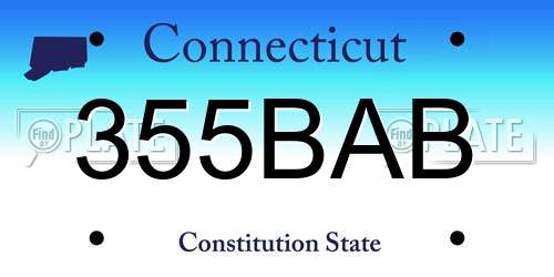 355BAB Connecticut License Plate