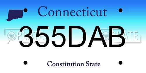 355DAB Connecticut License Plate
