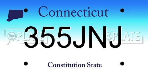 355JNJ Connecticut License Plate