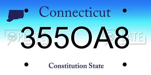 355OA8 Connecticut License Plate