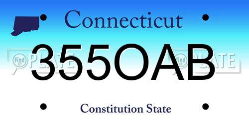 355OAB Connecticut License Plate