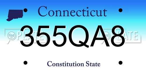 355QA8 Connecticut License Plate