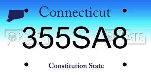 355SA8 Connecticut License Plate