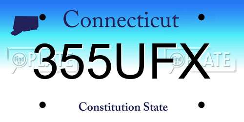 355UFX Connecticut License Plate