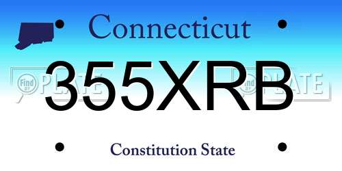 355XRB Connecticut License Plate