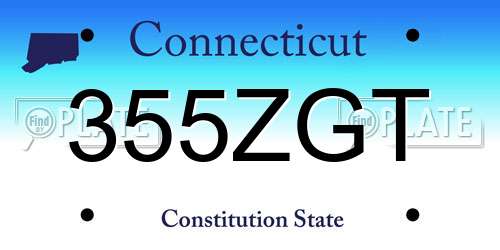 355ZGT Connecticut License Plate