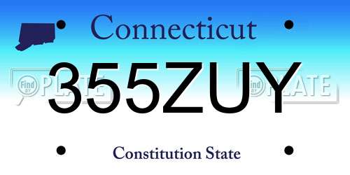 355ZUY Connecticut License Plate