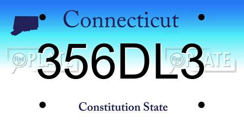 356DL3 Connecticut License Plate