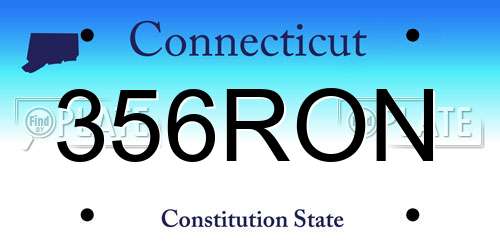 356RON Connecticut License Plate