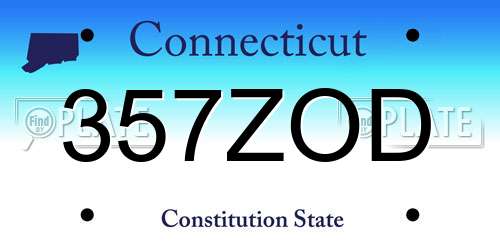 357ZOD Connecticut License Plate