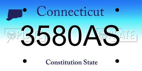 3580AS Connecticut License Plate