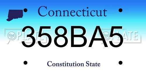 358BA5 Connecticut License Plate