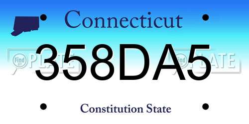 358DA5 Connecticut License Plate