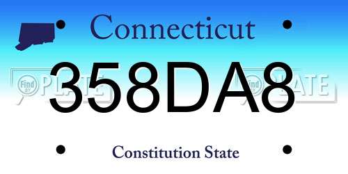 358DA8 Connecticut License Plate