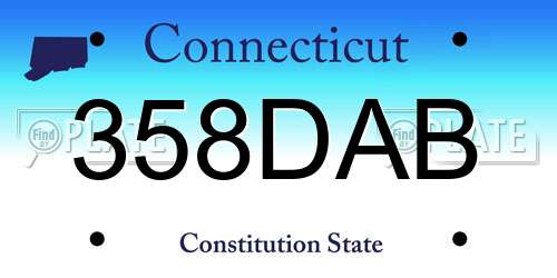 358DAB Connecticut License Plate