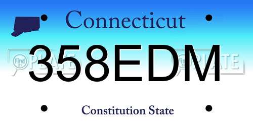 358EDM Connecticut License Plate