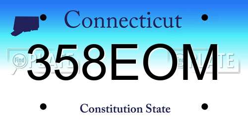 358EOM Connecticut License Plate