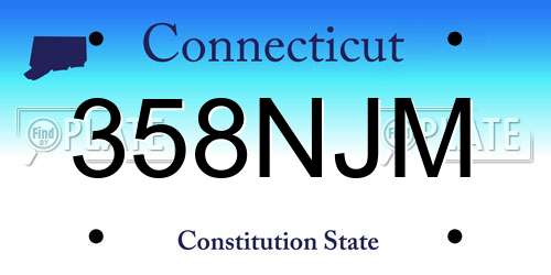 358NJM Connecticut License Plate