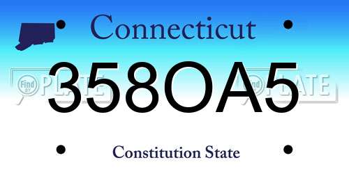 358OA5 Connecticut License Plate