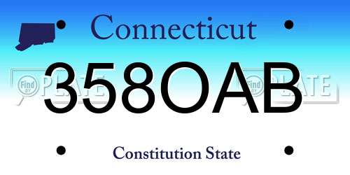 358OAB Connecticut License Plate