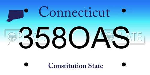 358OAS Connecticut License Plate