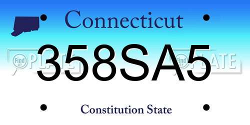 358SA5 Connecticut License Plate