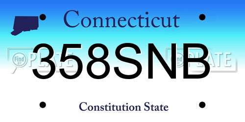 358SNB Connecticut License Plate