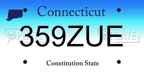 359ZUE Connecticut License Plate
