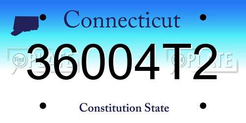 36004T2 Connecticut License Plate