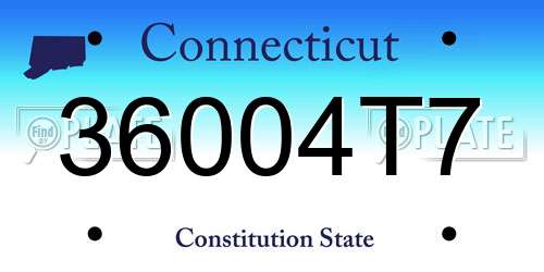 36004T7 Connecticut License Plate