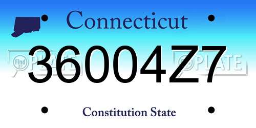 36004Z7 Connecticut License Plate