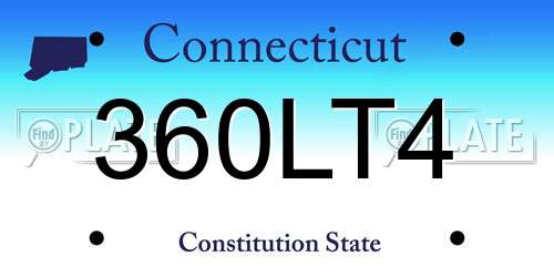360LT4 Connecticut License Plate