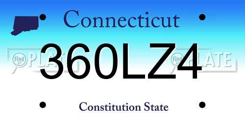 360LZ4 Connecticut License Plate