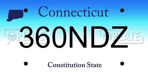 360NDZ Connecticut License Plate