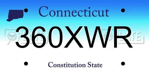 360XWR Connecticut License Plate
