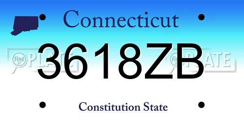 3618ZB Connecticut License Plate