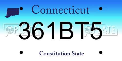 361BT5 Connecticut License Plate