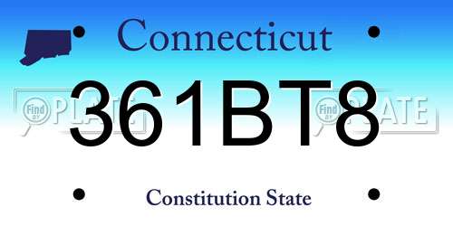 361BT8 Connecticut License Plate