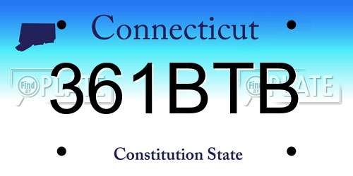 361BTB Connecticut License Plate
