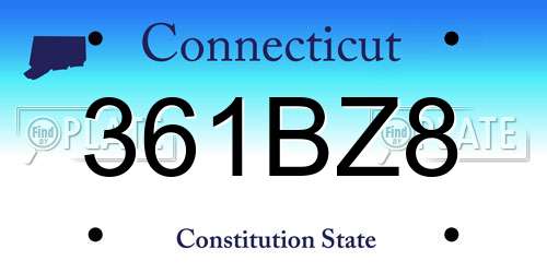 361BZ8 Connecticut License Plate