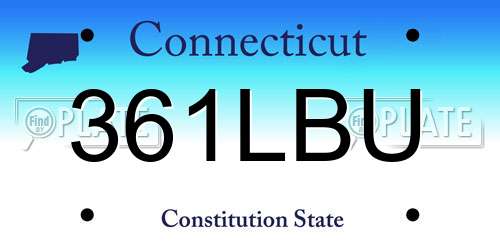 361LBU Connecticut License Plate
