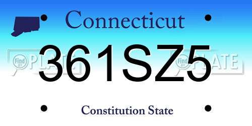 361SZ5 Connecticut License Plate