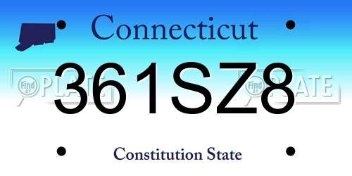361SZ8 Connecticut License Plate