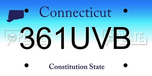 361UVB Connecticut License Plate