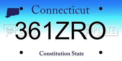 361ZRO Connecticut License Plate