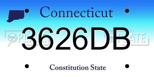 3626DB Connecticut License Plate