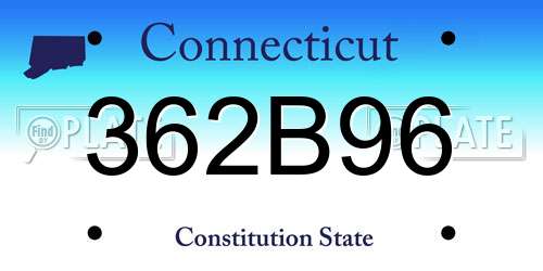 362B96 Connecticut License Plate